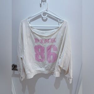 PINK Victoria's Secret White and Pink Sweatshirt